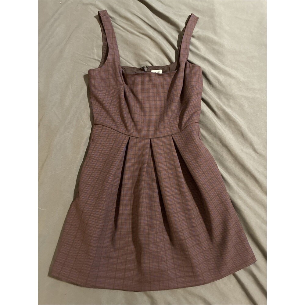 Aritzia Sunday Best Tasha Check Mini Dress Sz 4 Plaid Twee Preppy Indie